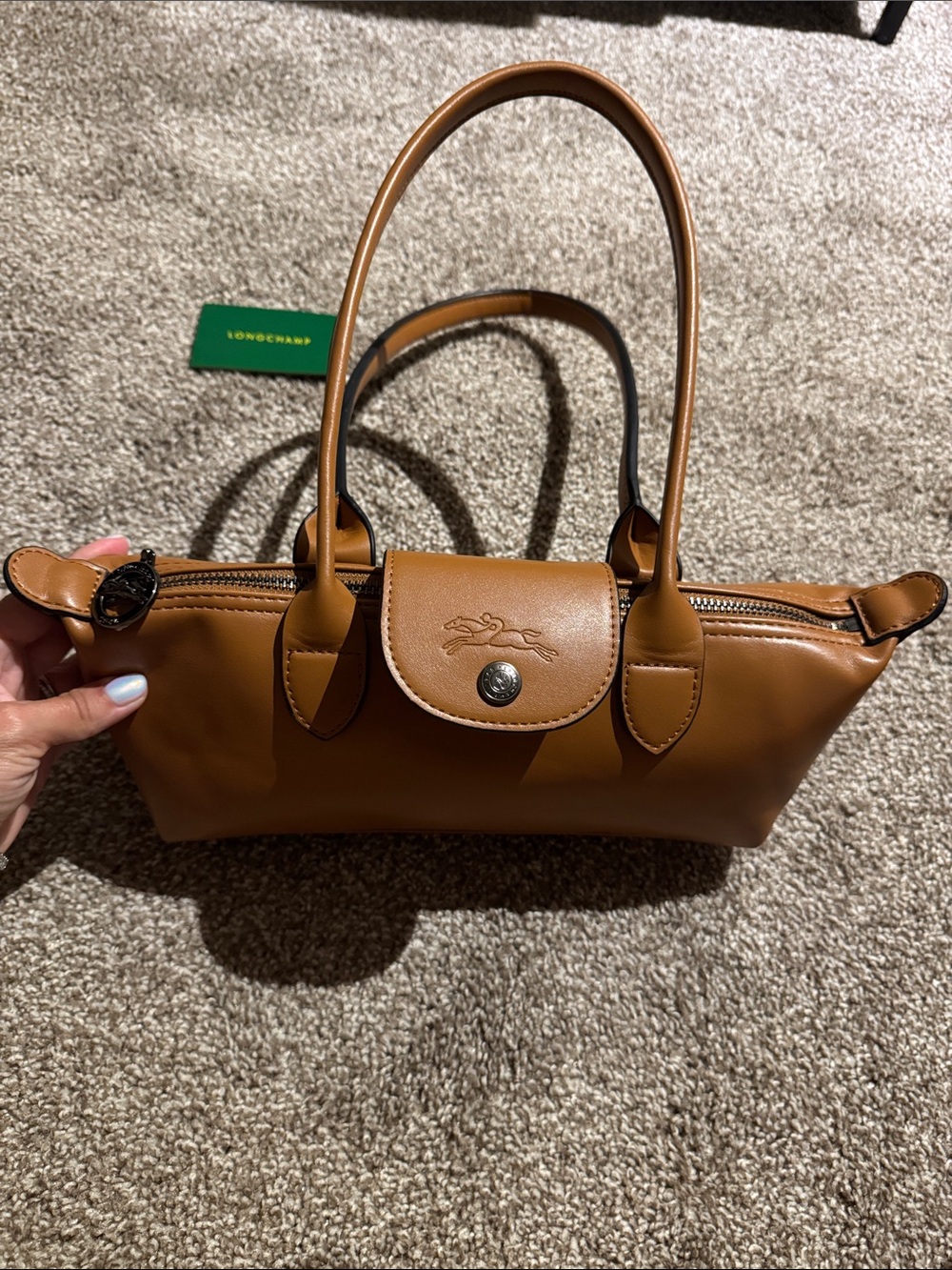 Longchamp Small Shoulder Bag in Cognac Brown - Picture 12 of 13